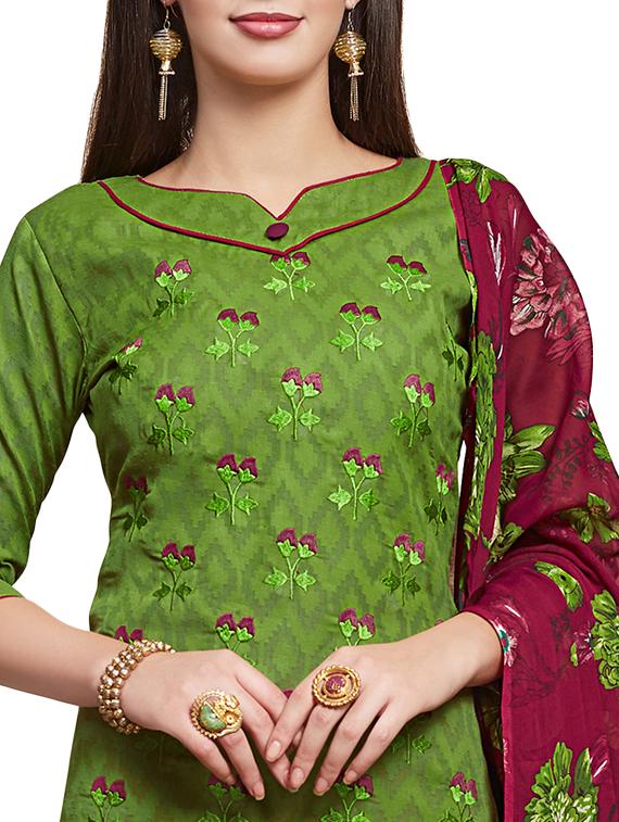 embroidered unstitched churidaar suit - 16461921 - Standard Image - 1