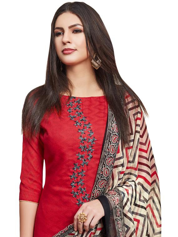 embroidered unstitched churidaar suit - 16461922 -  Standard Image - 1