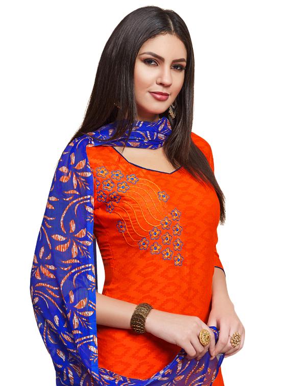 embroidered unstitched churidaar suit - 16461924 - Standard Image - 1