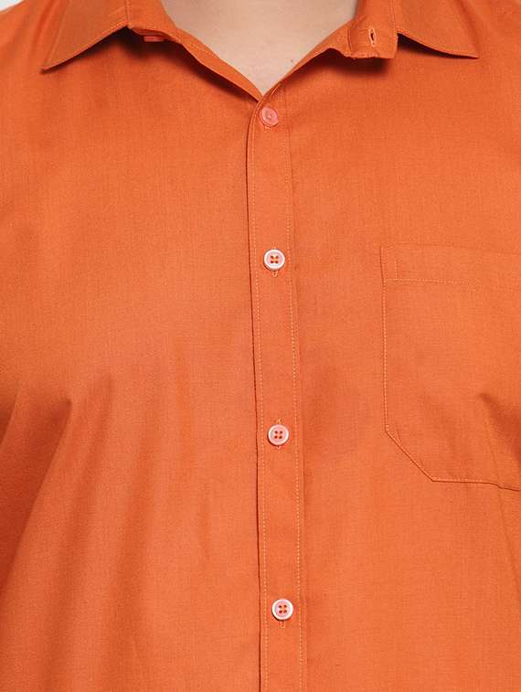 orange solid casual shirt - 16462099 -  Standard Image - 4