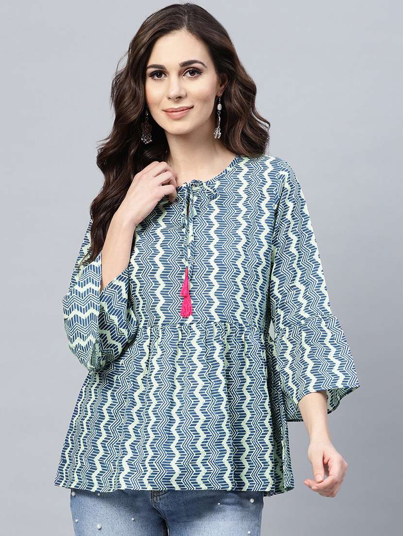blue cotton regular top