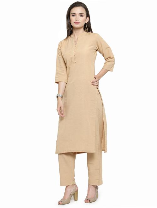 solid straight kurta pant set - 16463526 - Standard Image - 0