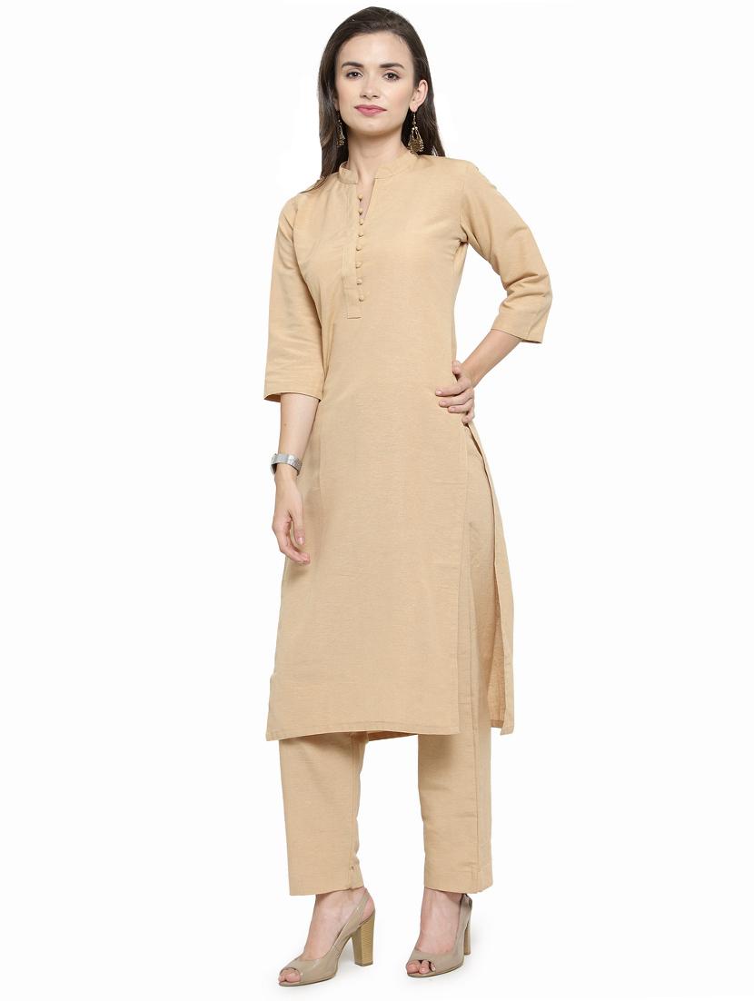 solid straight kurta pant set - 16463526 - Zoom Image - 0