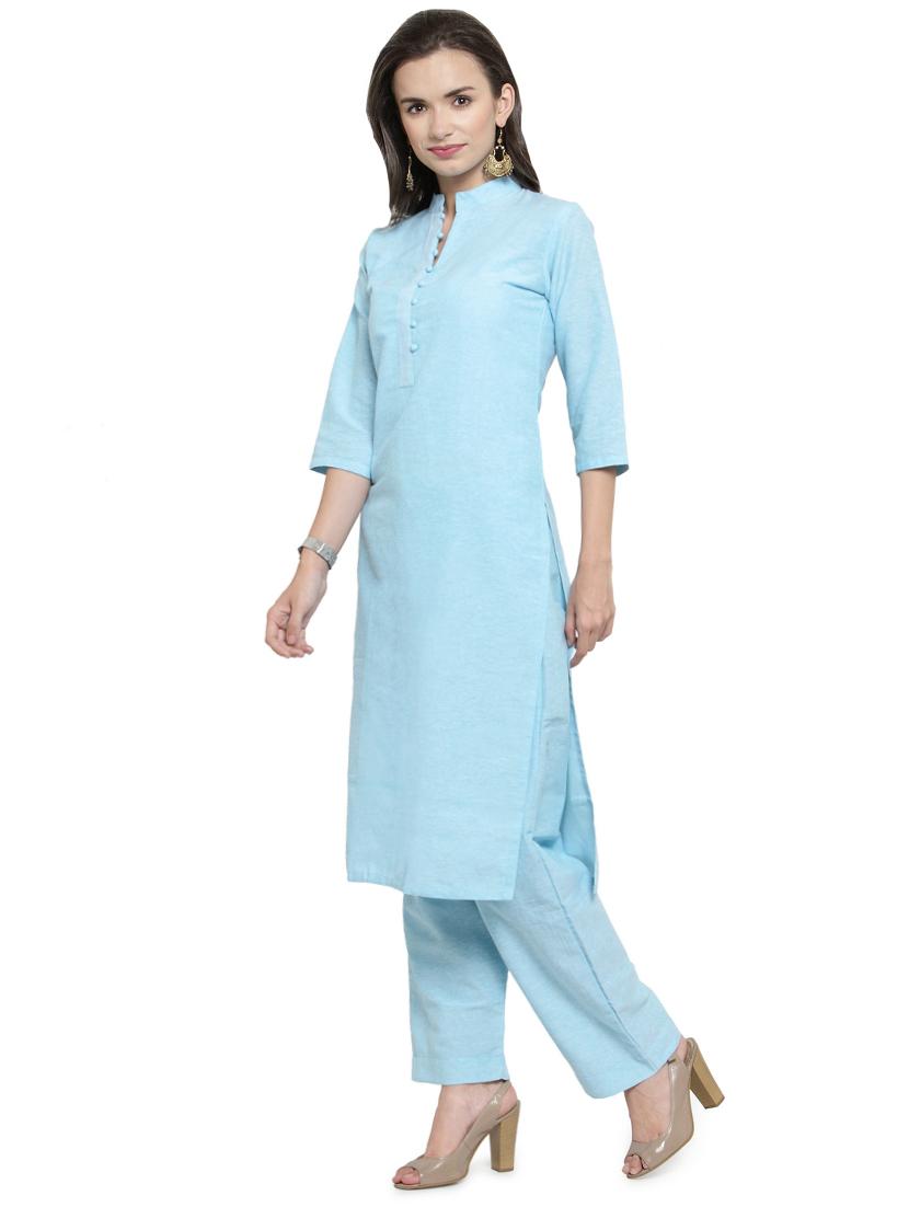 solid straight kurta pant set - 16463527 -  Standard Image - 1