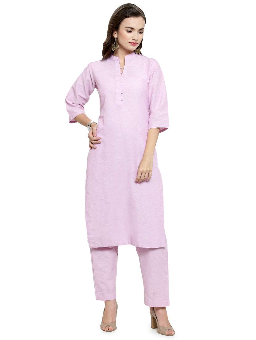 solid straight kurta pant set