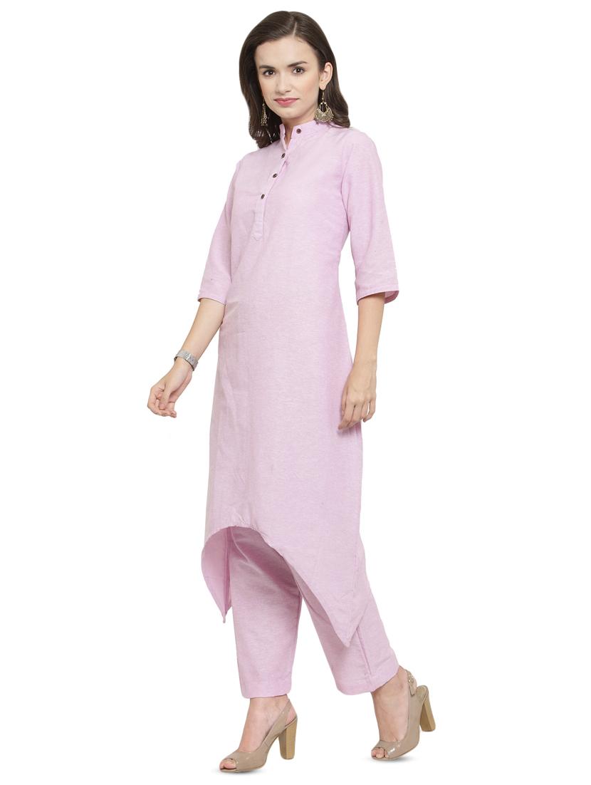 solid asymmetric kurta pant set - 16464509 -  Standard Image - 1