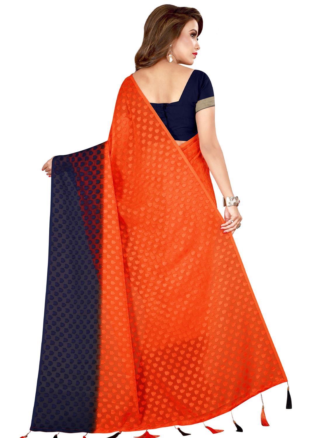 contrast jamdani saree with blouse - 16466077 - Standard Image - 1