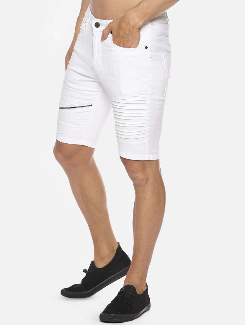 white solid shorts with zip detail  - 16466353 -  Standard Image - 1