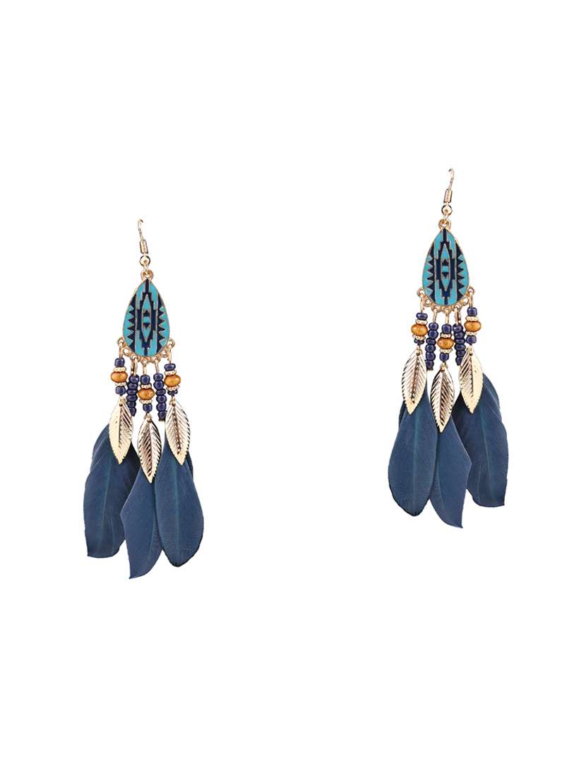 blue metal drop earring