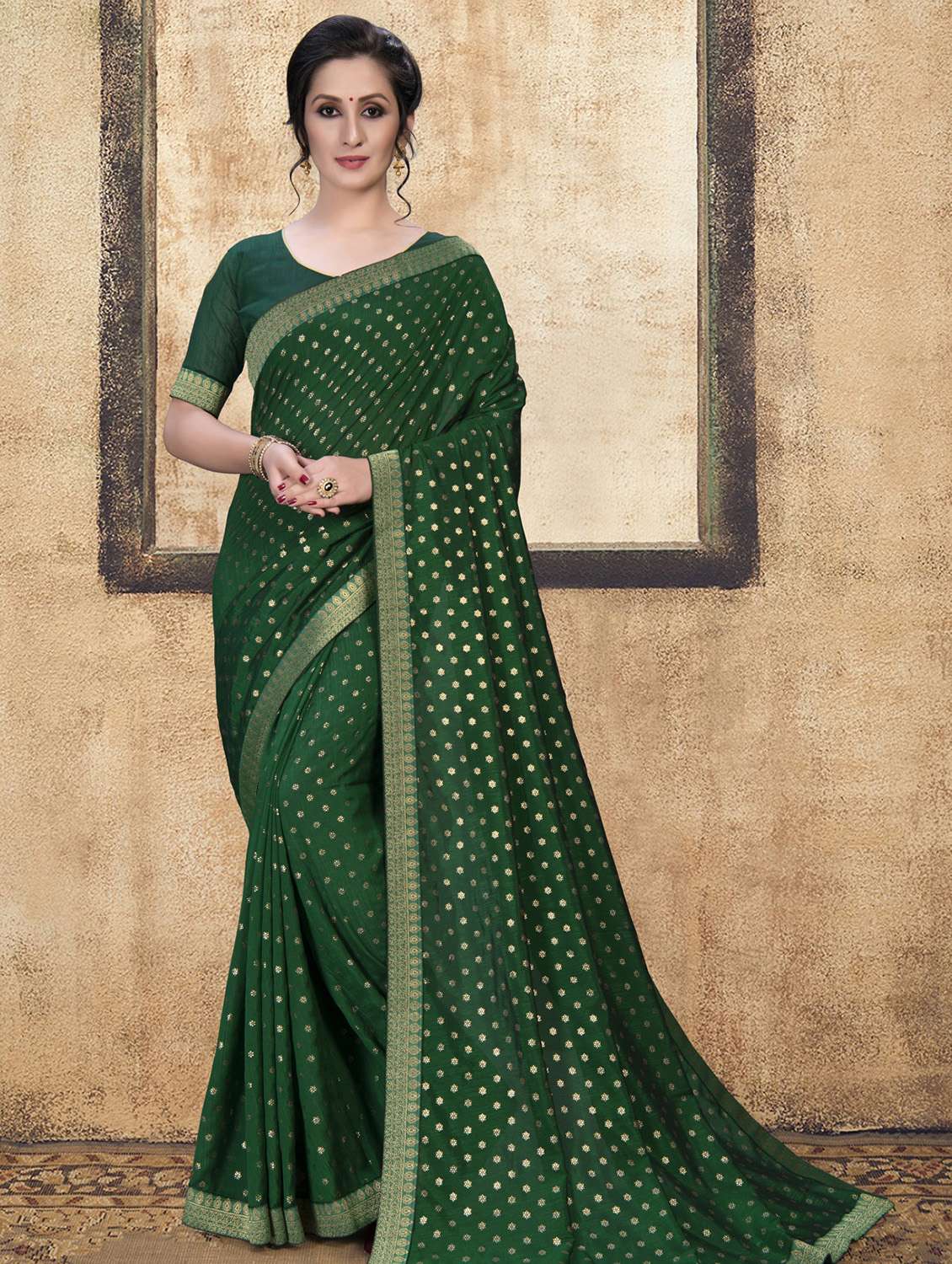 foil printed saree with blouse