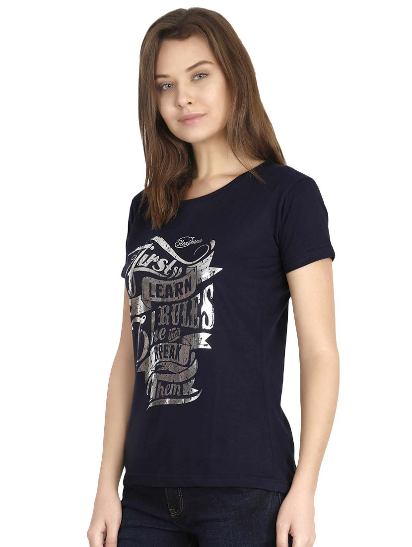 round neck foil print tee - 16471258 - Standard Image - 1