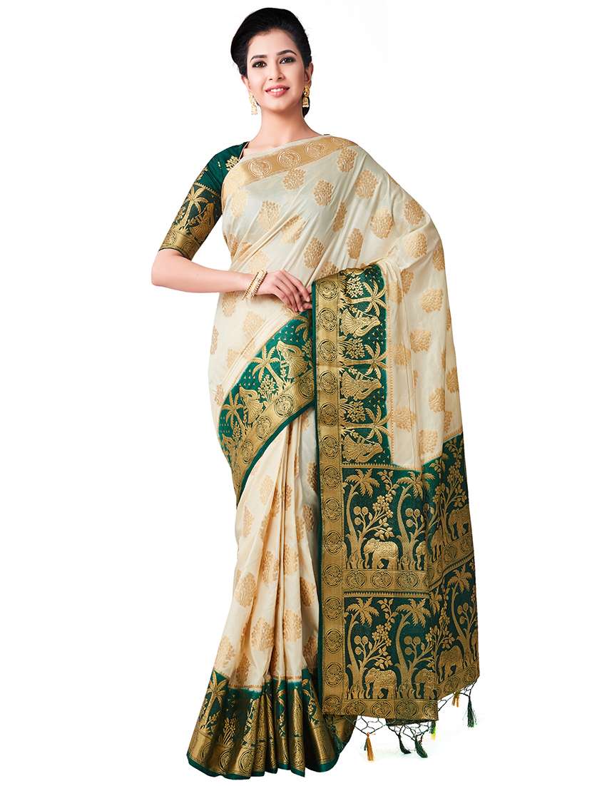 solid kanjivaram saree with blouse