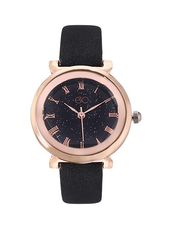 e2o round dial analog watch -(5653black)