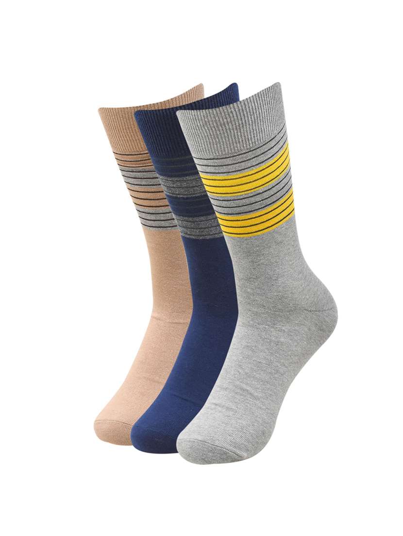 men set of 3 multi colored cotton above ankle length sock