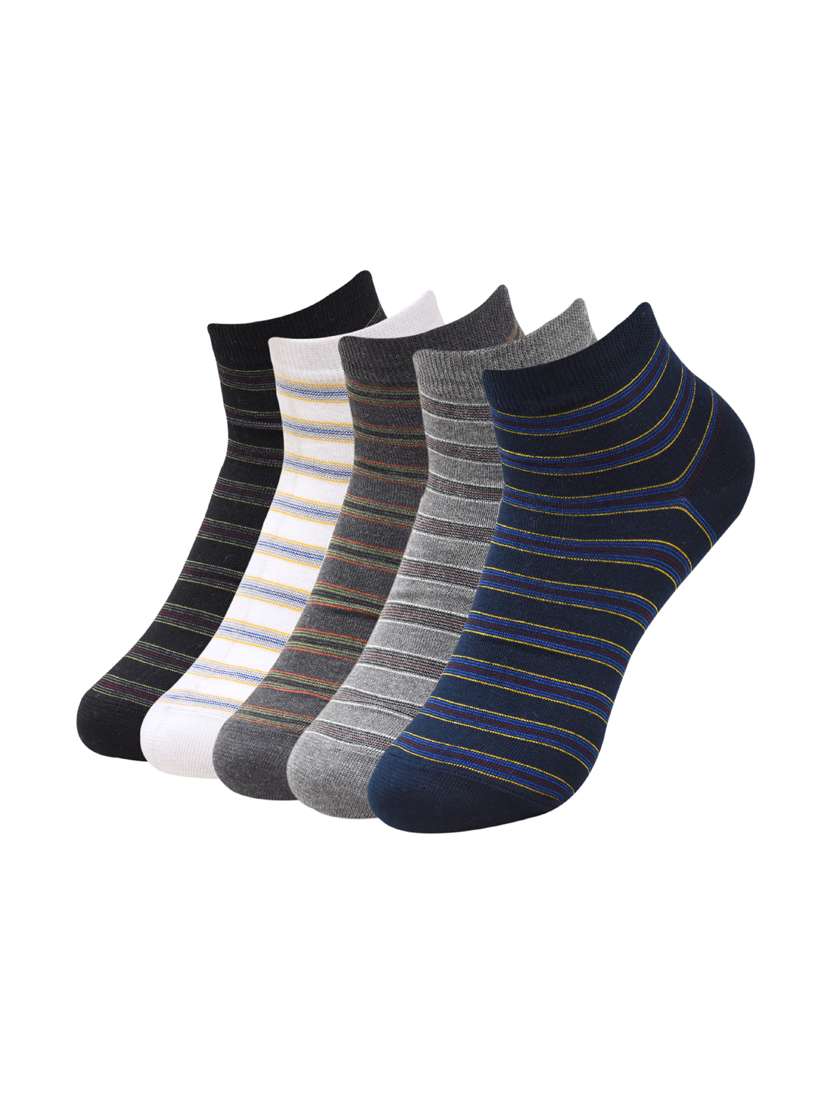 men pack of 5 striped ankle length sock