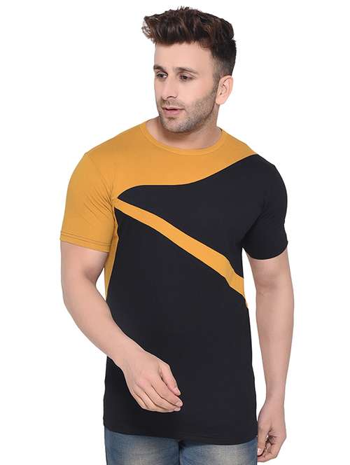 yellow color block t-shirt - 16477712 -  Standard Image - 0