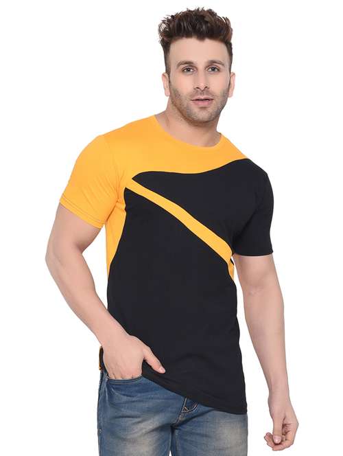 yellow color block t-shirt - 16477713 -  Standard Image - 0