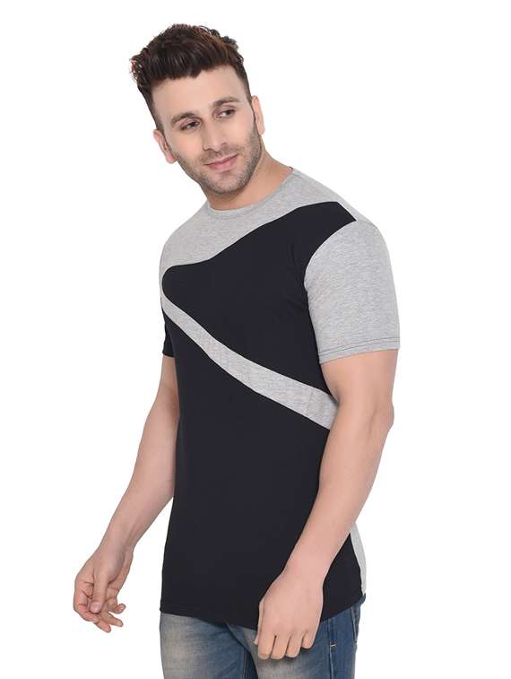 grey color block t-shirt - 16477715 -  Standard Image - 1