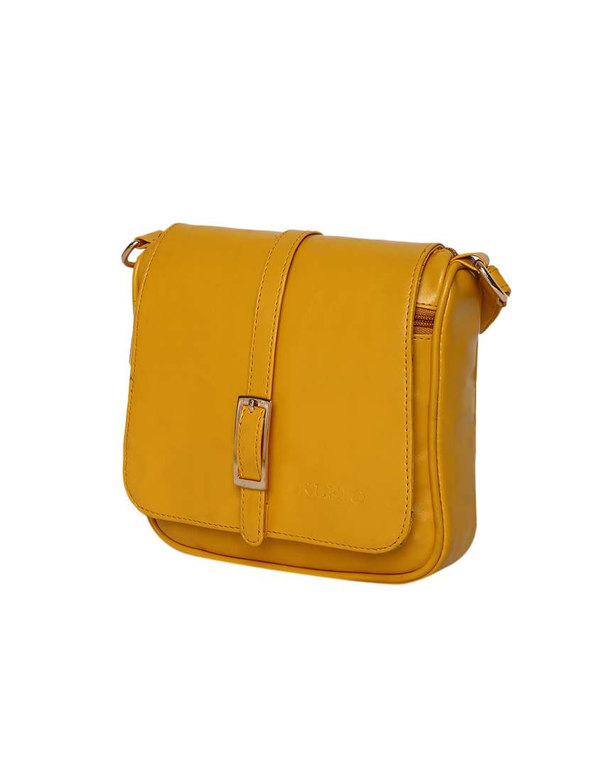 yellow leatherette (pu) sling bag - 16480929 - Standard Image - 4