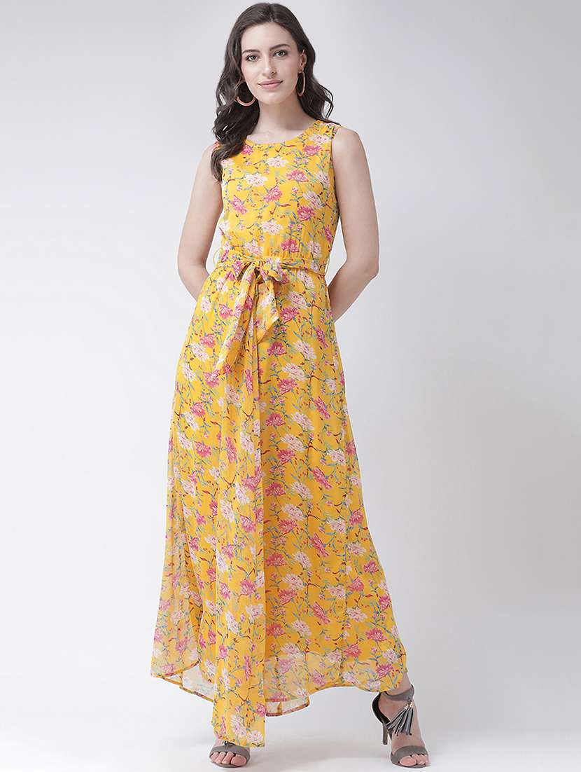 tie knot floral maxi dress