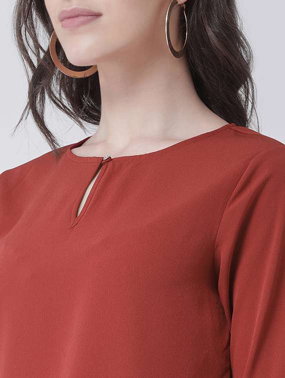 key hole neck bell sleeved top - 16483267 - Standard Image - 4