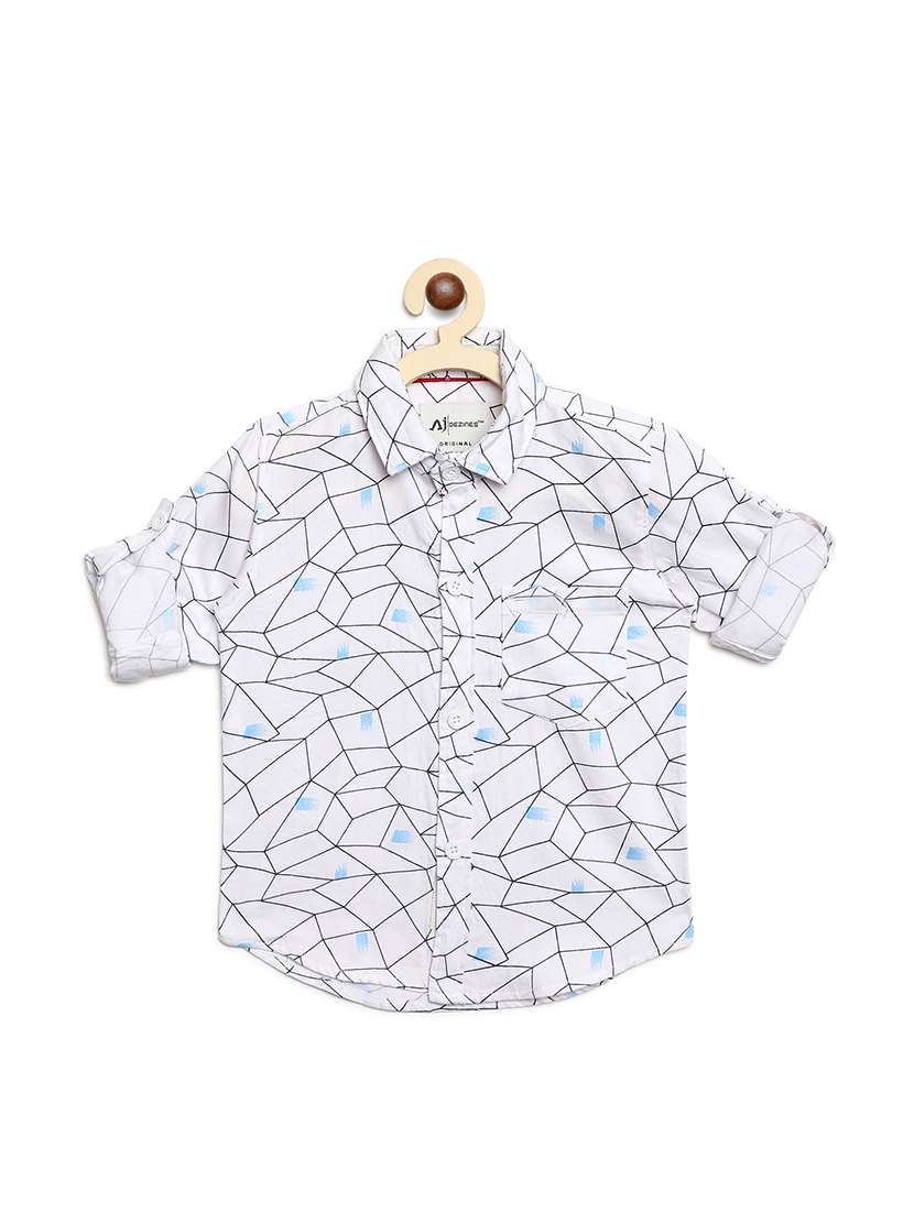 roll up sleeve geometric print shirt - 16483319 -  Standard Image - 1