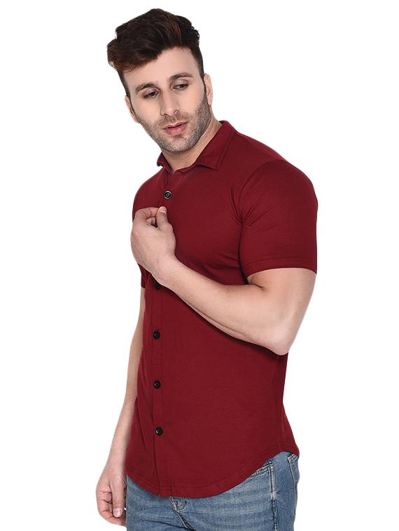men red slim fit solid casual shirt - 16483430 - Standard Image - 1
