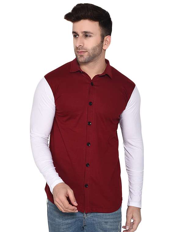 mens color block casual shirt