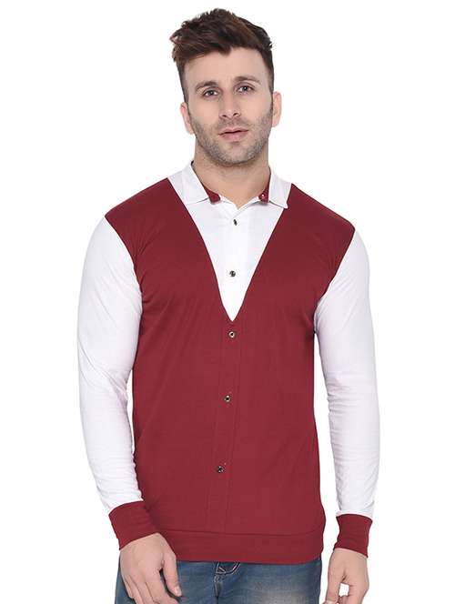 red color block t-shirt - 16483455 -  Standard Image - 0