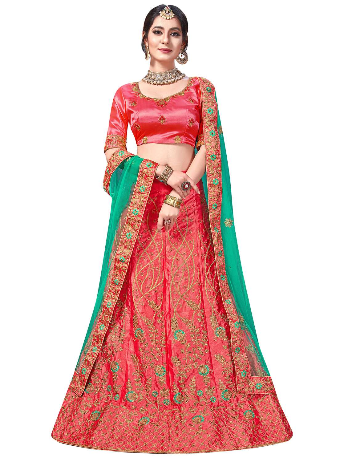 embroidered flared lehenga
