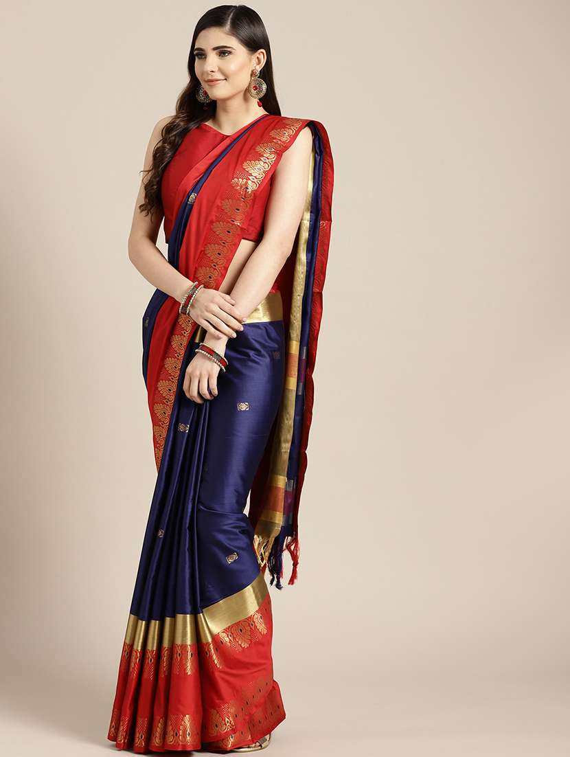 solid bordered saree with blouse