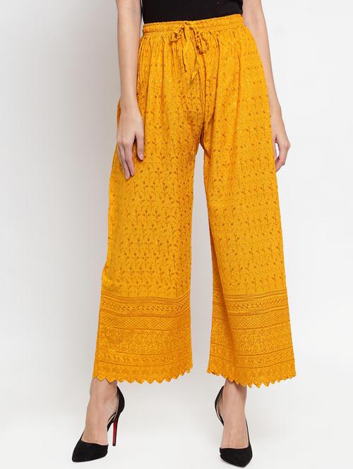 drawstring waist embroidered palazzo - 16490530 - Standard Image - 0