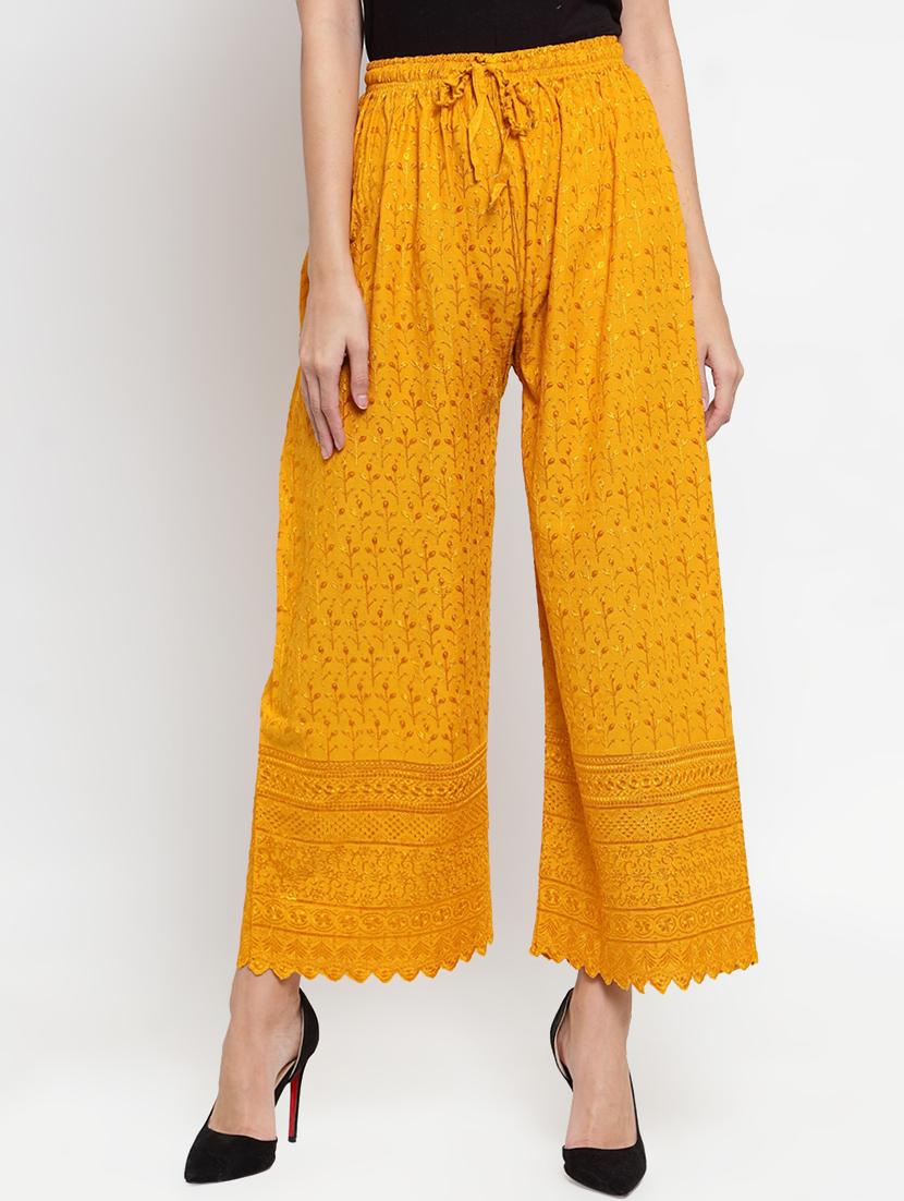 drawstring waist embroidered palazzo - 16490530 - Zoom Image - 0