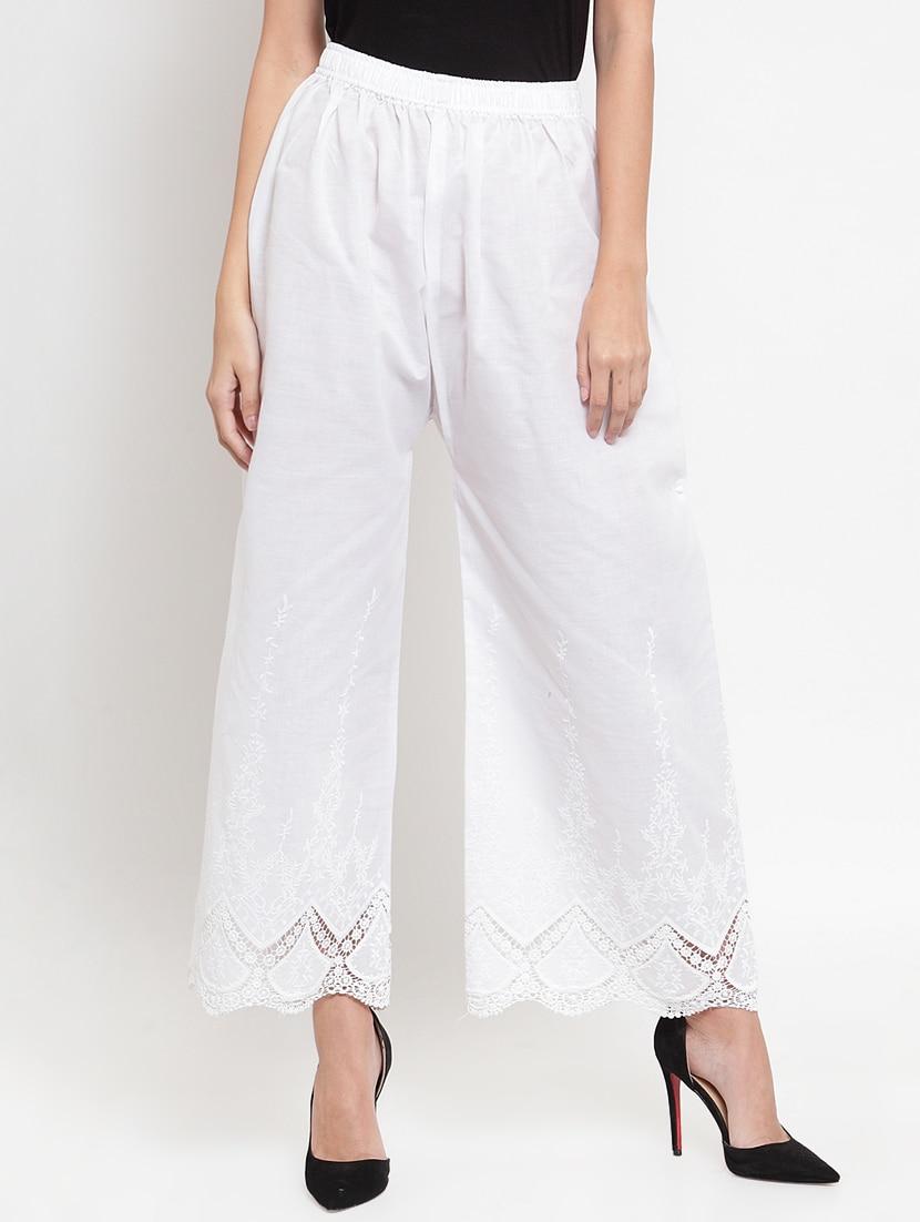 white solid straight palazzo - 16490584 -  Zoom Image - 0