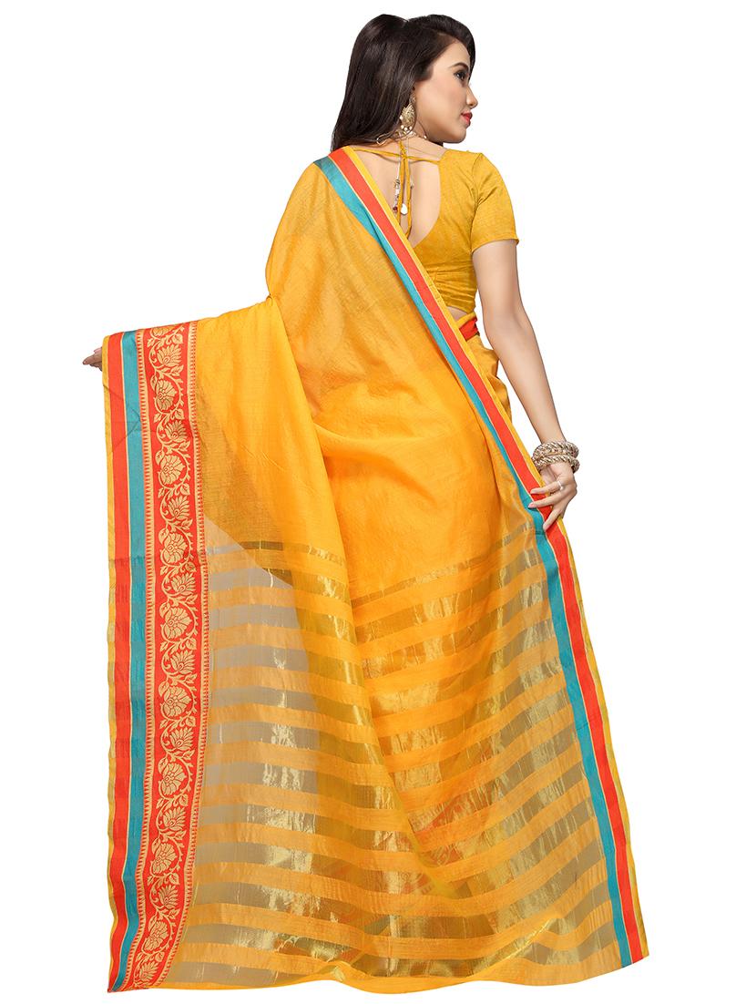 zari border woven saree with blouse - 16492700 - Standard Image - 1