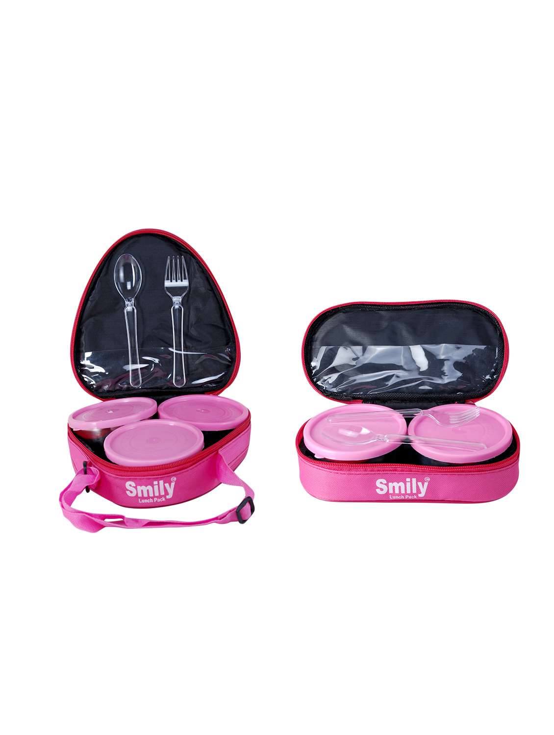 abtool combo of triangle pink lunch box with 2 in 1 pink lunch box