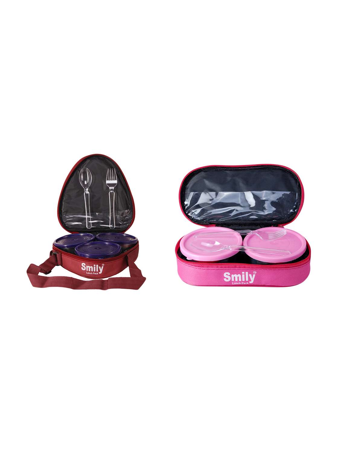 combo of triangle maroon & pink lunch box  