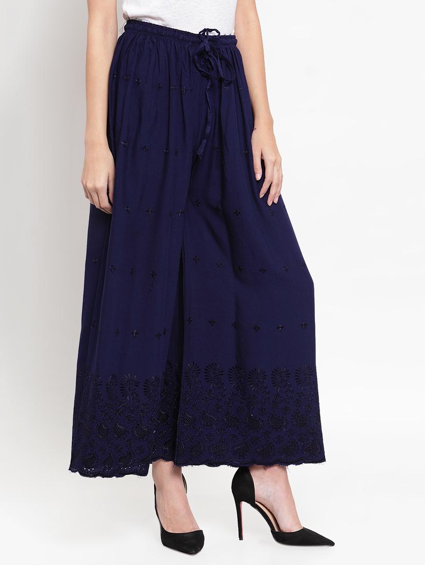 tonal embroidered flared palazzo  - 16493460 -  Standard Image - 1