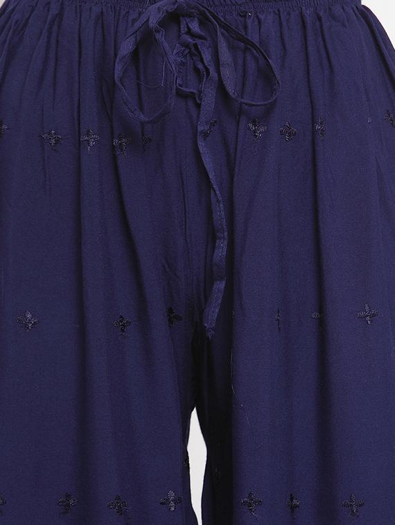 tonal embroidered flared palazzo - 16493460 - Standard Image - 4