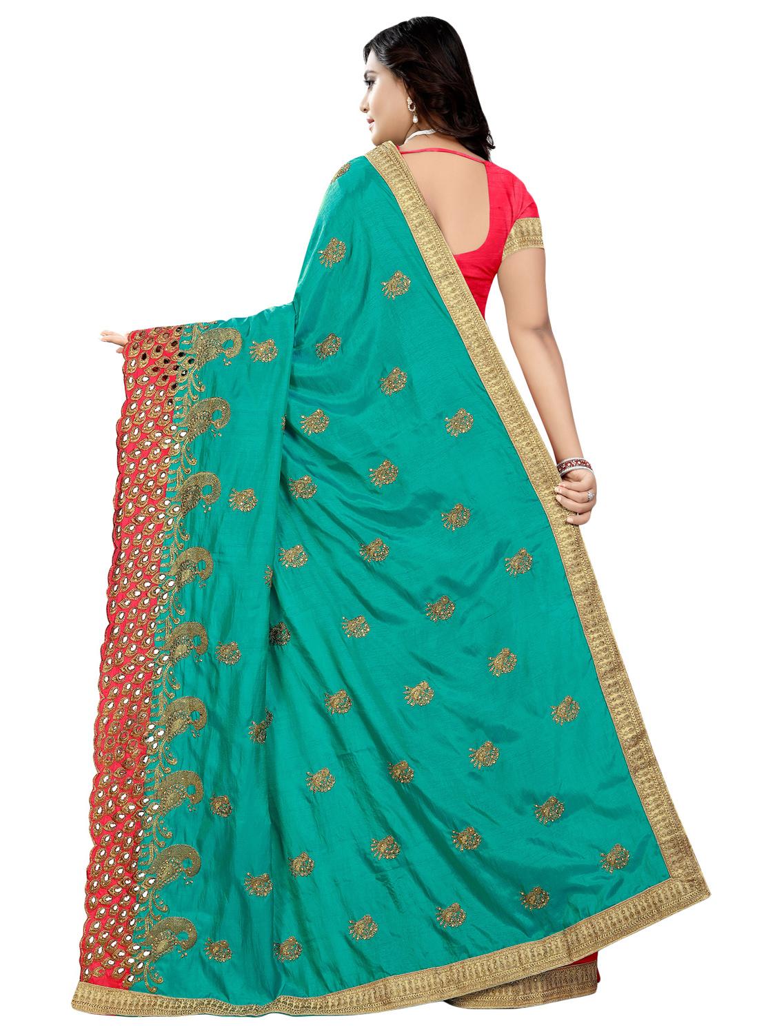 half & half embroidered saree with blouse - 16494318 -  Standard Image - 1