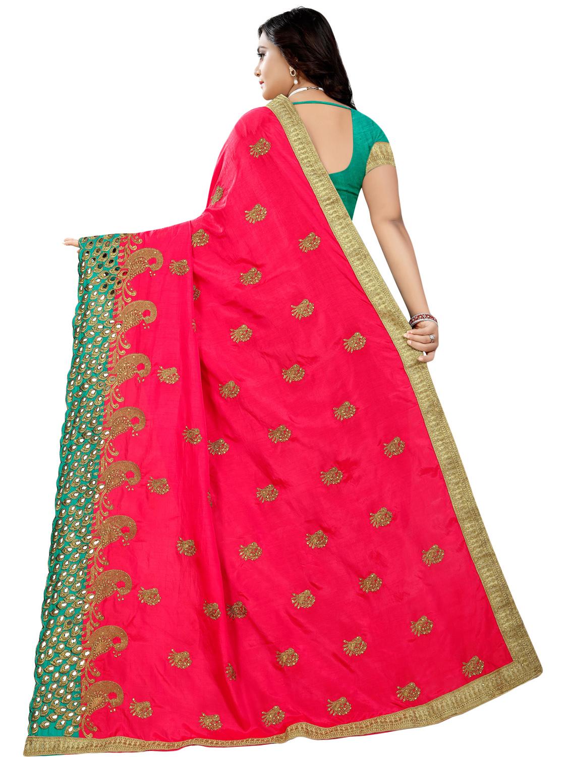 half & half embroidered saree with blouse - 16494336 - Standard Image - 1