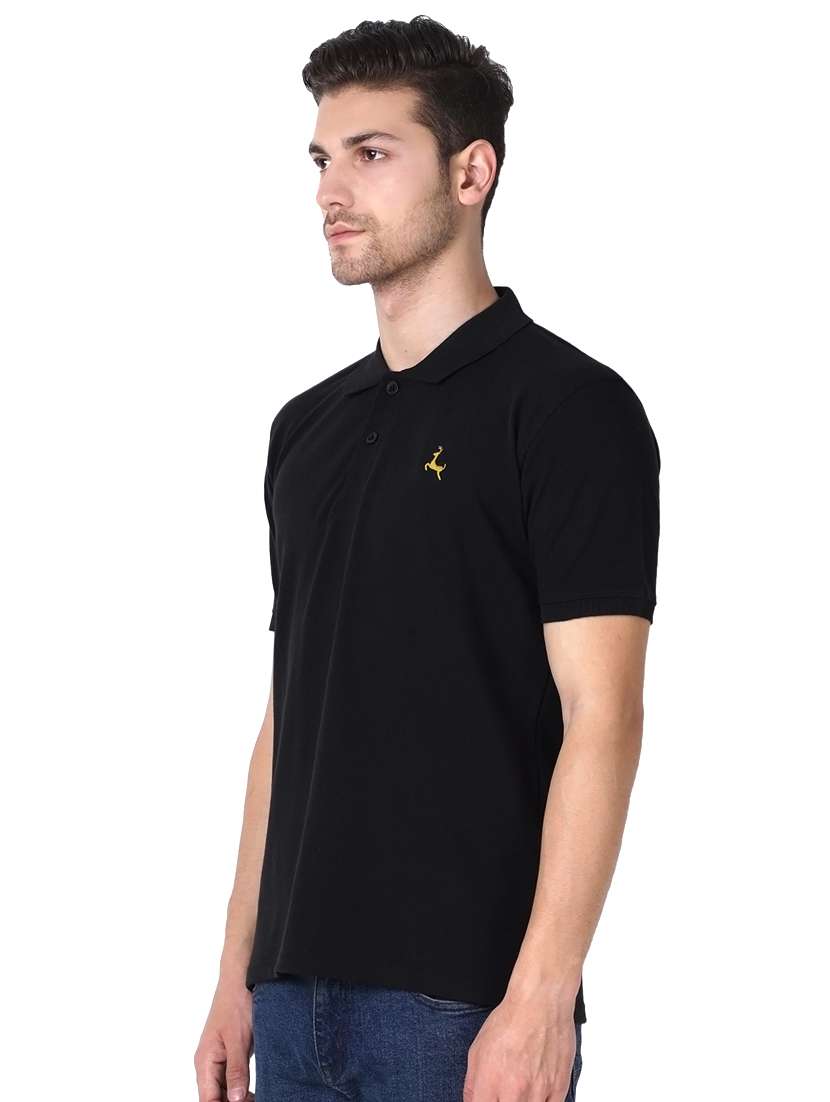 black solid polo t-shirt - 16494370 -  Standard Image - 1