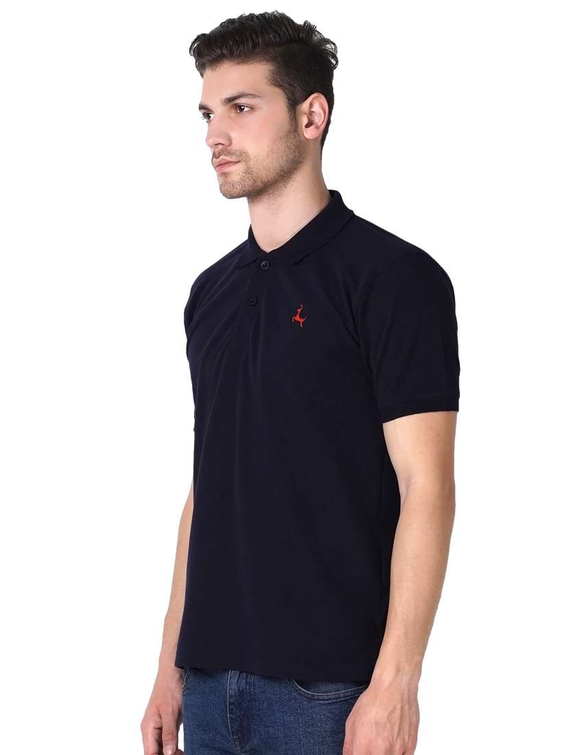 navy blue solid polo t-shirt - 16494371 -  Standard Image - 1