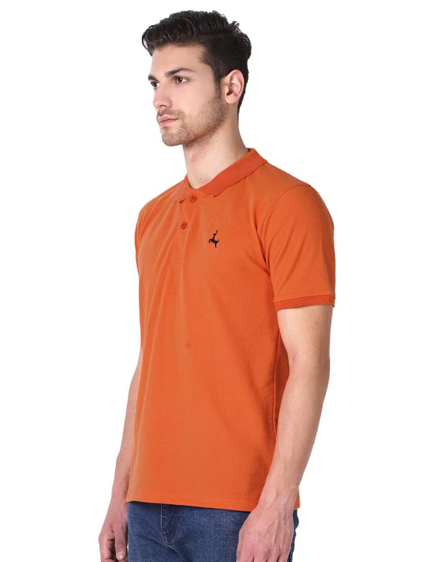 orange solid polo t-shirt - 16494372 - Standard Image - 1