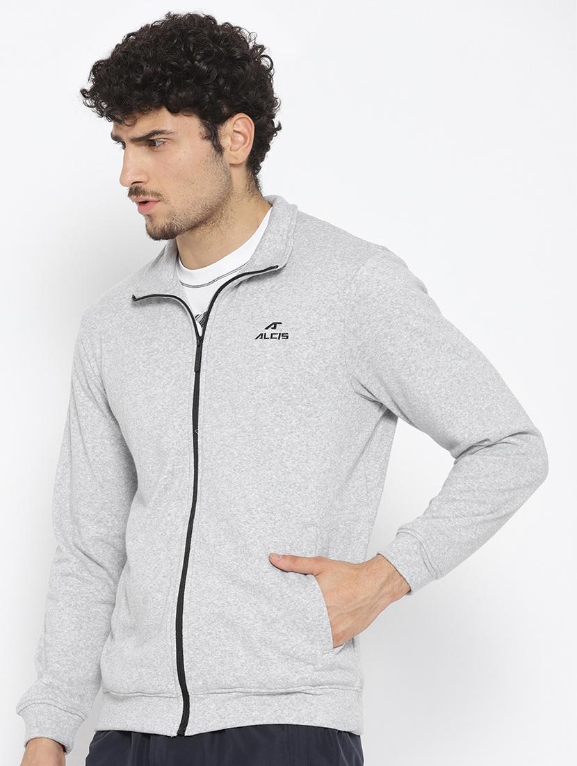 grey solid casual jacket - 16495678 -  Standard Image - 1