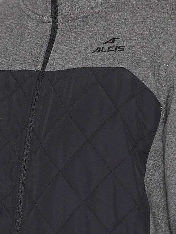 grey color block quilted jacket - 16495679 -  Standard Image - 4