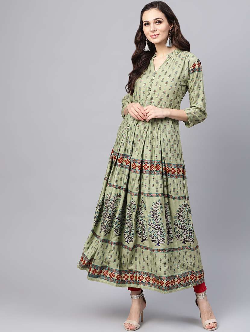 block printed anarkali kurta