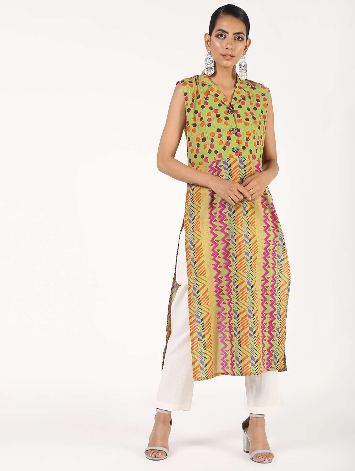 printed straight kurta - 16495805 -  Standard Image - 1