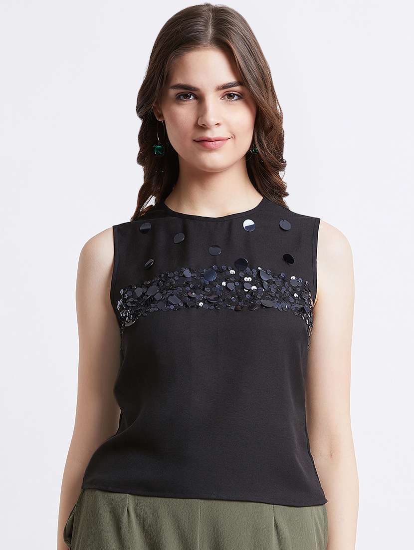 women's crop round neck top - 16496915 - Zoom Image - 0
