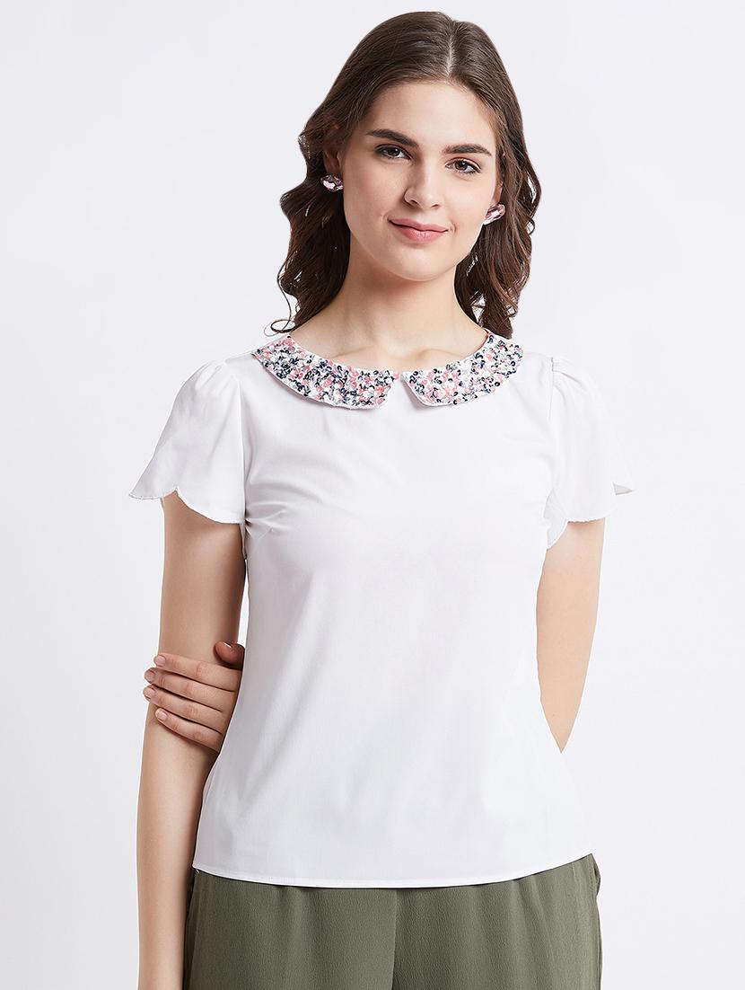 women's straight collared top